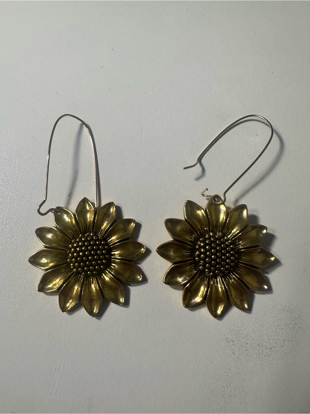 Sunflower Drop Earrings - Gold vintage